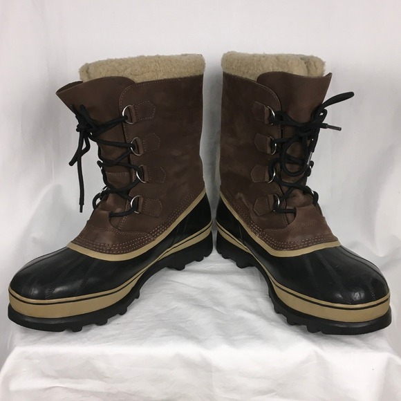 Sorel Caribou Men\'s‎ Snow Winter Boots Duck Leather Sherpa Lining Size 15 main image 2